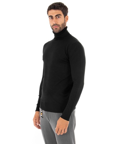 Maglioncino Uomo Maglia Collo Alto Elastico Tinta Unita Vari Colori - Foto 44 di 180