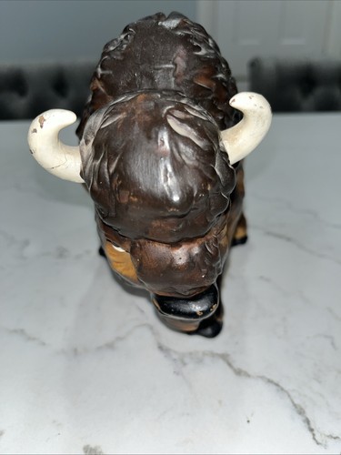 Vintage Ceramic Bison Buffalo Coin Piggy Bank 9" L x 6" H - Picture 3 of 8
