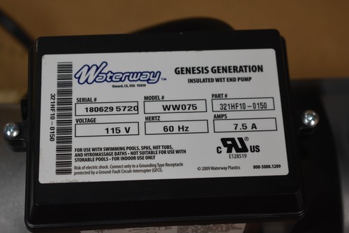 Waterway Genesis Bath Pump Generation WW075 321HF10-0150 7.5A 115V - Picture 4 of 12