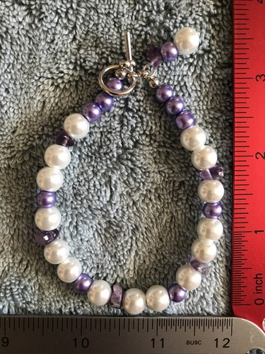 Armband Kristallperlen & Perle mit Amethystchips - Bild 1 von 5