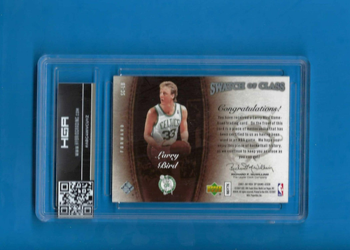 2007-08 UD SP Game Used LARRY BIRD Swatch of Class Jersey Relic Celtics HGA 9.0 - Picture 2 of 2