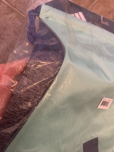 NEW! adidas Burst Sackpack Clear Mint Green/Mystery Ink Blue/Onix Jersey Bag - Picture 6 of 9