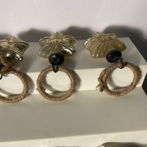 12 Lot Vintage Kugel Style Glass Christmas Ornament STARS Gold & Silver Ribs 2" - Picture 12 of 20