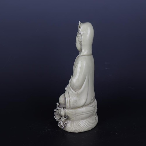 Vaso da fiore 10,3" Cina porcellana bianca buddismo statua guanyin - Foto 4 di 7