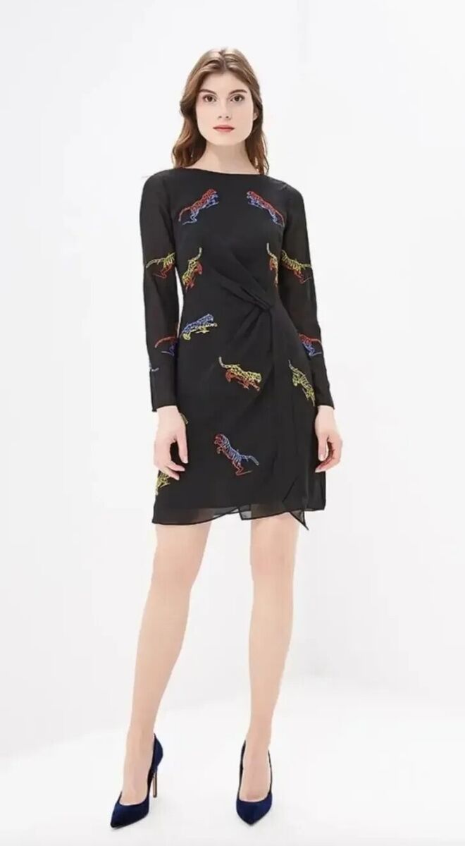 Karen millen tiger embroidered dress online