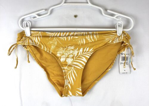 Parte inferior de bikini Roxy, corbata lateral amarilla/blanca para mujer talla XL - Imagen 1 de 3