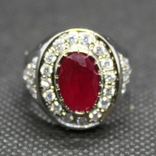 Lab Created Ruby Men Ring Roby Ring Yaqut Ring Ring Handmade Ring - Picture 7 of 10