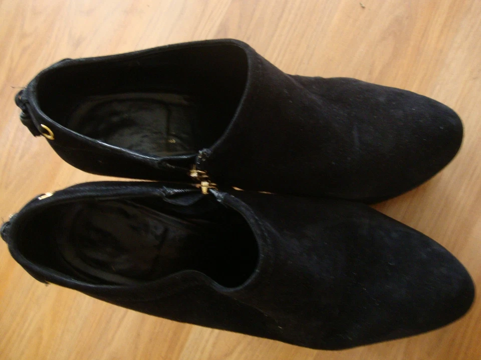 ZAPATOS COCHE CUERO NEGRO BOTAS AL TOBILLO MUJER TALLA 41 EU 9.5 US MADE IN ITALY  Foto 4 de 4