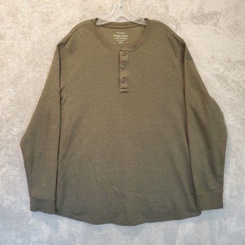 Sonoma Henley Pullover Shirt Mens 2XB Green Thermal Ribbed Long Sleeve - Picture 6 of 14