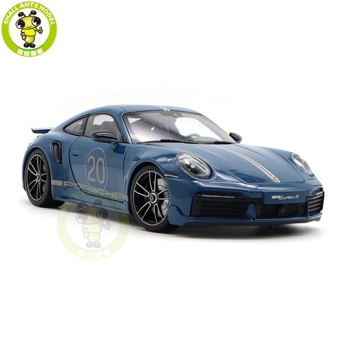 1/18 Minichamps Porsche 911 992 Turbo S 20th Anniversary Blue Diecast Model Car - Picture 4 of 12