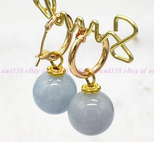 8/10/12/14mm Natural Multicolor Gemstone Round Beads Gold Leverback Earrings - Picture 28 of 115