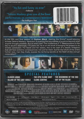 NEW! SEALED! Orphan Black Season Five [2017] DVD (3-Disc Set) Tatiana Maslany - Picture 2 of 3