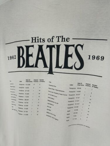 Vintage The Beatles T shirt 90s band tee White crewneck hits of the beatles XL - Picture 3 of 8