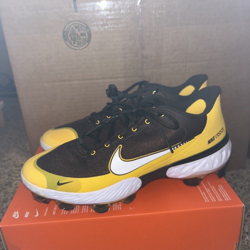 🔥NEW SZ 13.5 NIKE Alpha Huarache 3 Elite Low Molded Cleats Yellow Brown Padres - Picture 3 of 5