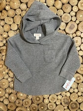 Gray Waffle Thermal Sweatshirt, Hoodie w pocket Baby Toddler 2T NWT Cat & Jack