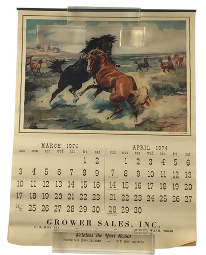 Farm Calendar Poster 1974 CM Russell Potatoes West America Horses Washington - Picture 23 of 23