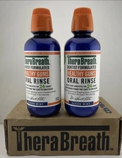 NEW! TheraBreath Healthy Gums Oral Rinse CLEAN MINT 16 oz Ea 2 PACK Exp 4/2027