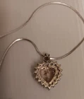 Silver-Tone Marcasite Pendant Necklace with Pink Crystal Cross & Heart