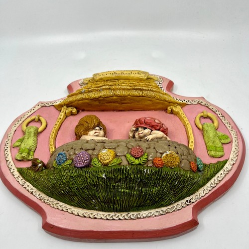Vintage anni 60 ragazzo e ragazza scrub A Dub gesso ~ da appendere a parete ~ targa decorazione bagno 12,5" - Foto 2 di 18