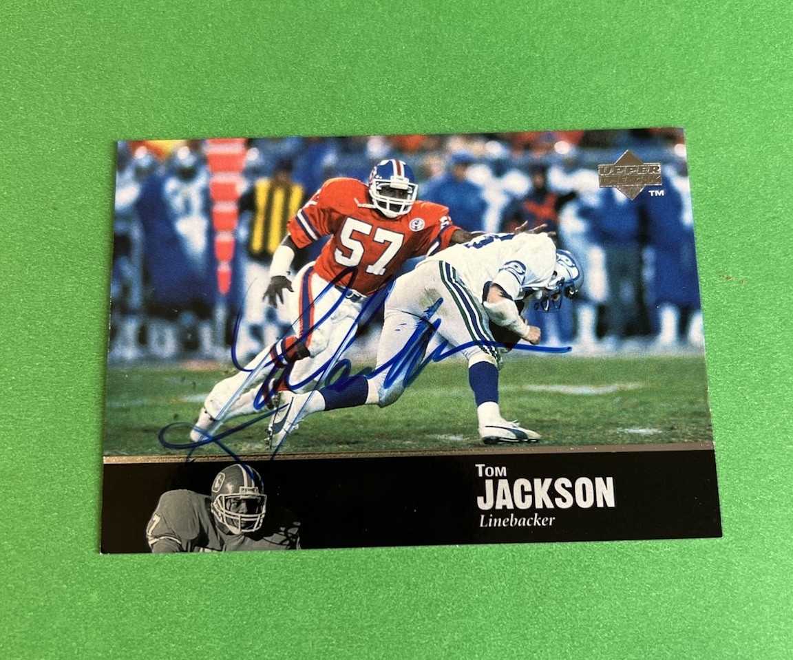 1997 UD LEGENDS FOOTBALL AUTOGRAPH - TOM JACKSON - DENVER BRONCOS LEGEND