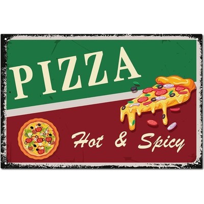 Metallschild Pizza Retro Blechschild Wandkunst Fast Food Dekor 30x20cm