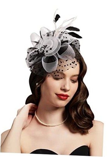 Kentucky Derby Fascinators for Women High Tea Party Hat One Size Black&white