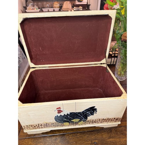 Vintage Rooster Chicken Painted Wood Box Trinket Jewelry Storage Decor - Picture 4 of 7
