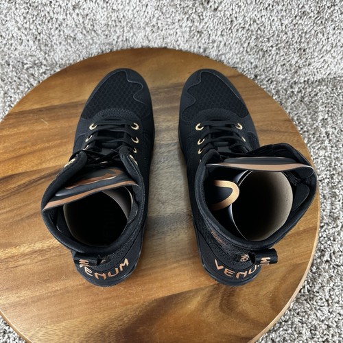 Venum Elite Boxing Shoes Men's Size 8.5 Black & Bronze VENUM-03681-137 - Picture 7 of 12