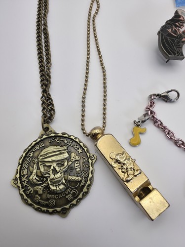 Disney Lot Vintage Train Whistle & Pins Mixed Jewelry Charm Bracelet Necklaces - Picture 11 of 11