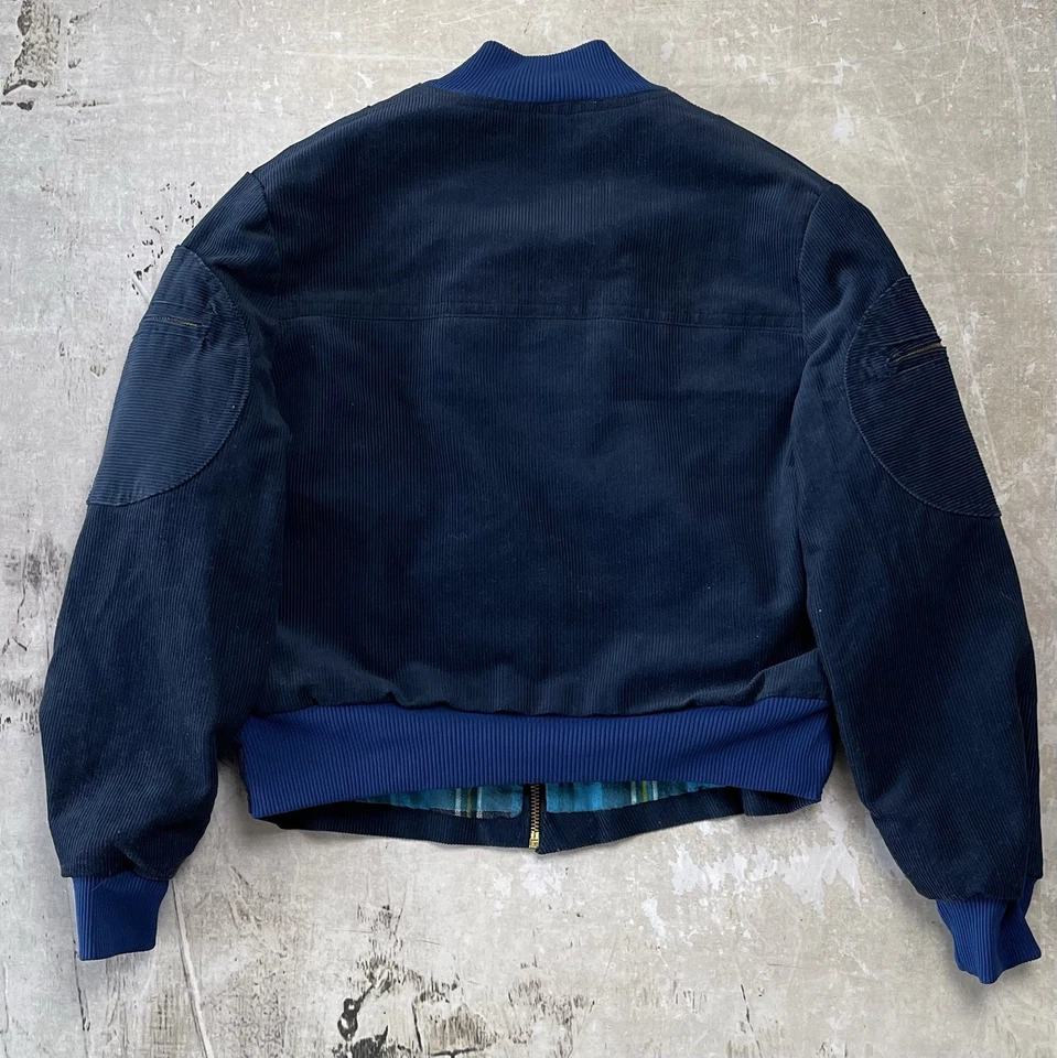 Настоящая винтажная темно-синяя вельветовая куртка-бомбер 50-х годов с когтями на молнии рокабилли - Изображение 2 из 4