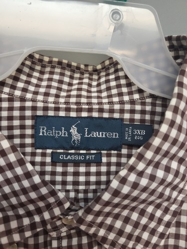 Polo Ralph Lauren Mens 3XB Classic Fit Long Sleeve Button Up Shirt Brown Plaid - Picture 4 of 7