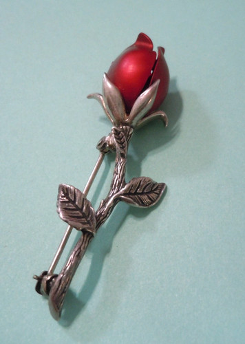 Jeslaine Sterling Silver Rose Bud Pin Brooch