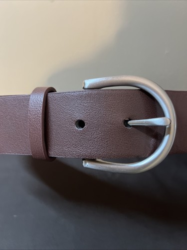 Express Faux Leather Belt 1.5" Brown W/ Nickel Buckle Leather Backing Size Small - Picture 4 of 5