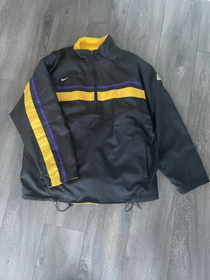 Vintage Nike LA Lakers NBA 1/4 Zip Pullover Jacket Size L BLACK-REVERSIBLE