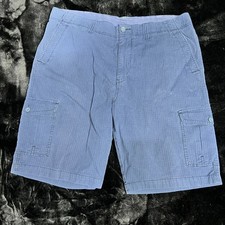 Tommy Bahama Cargo Shorts Mens 38 Blue Textured Vertical Striped Stretch Pockets