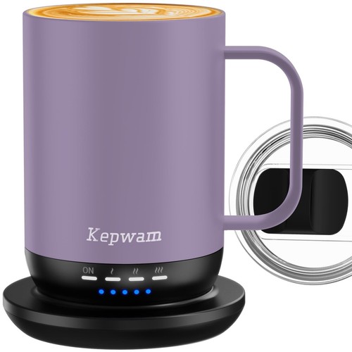 Kepwam 16oz Self-Heating Coffee Mug Touch & App Controlled 149°F Battery
