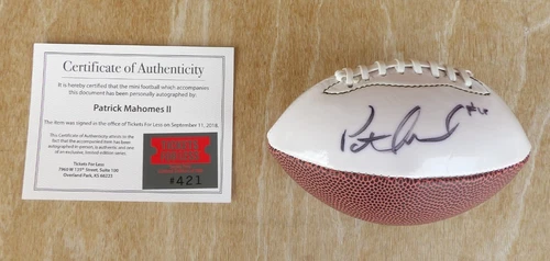 Patrick Mahomes Kansas City Chiefs Signed Autographed Mini Football ROOKIE YEAR