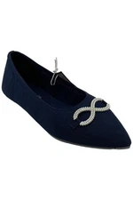Skechers Cleo Point Recycled Knit Pearl Bow Skimmers Navy