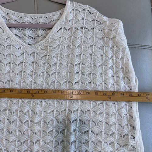 Strickpullover weiß Damen L/XL Häkel Tunika Oberteil - Bild 6 von 6