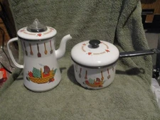 Vollrath Wear White Enamel Percolator Pan Lid Kitchen Gadgets Fruit Basket Decor