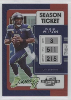 2021 Panini Contenders Optic Season Ticket Red Prizm 106/175 Russell Wilson 09ai