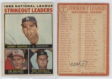 1964 Topps League Leaders Sandy Koufax Jim Maloney Don Drysdale #5 HOF