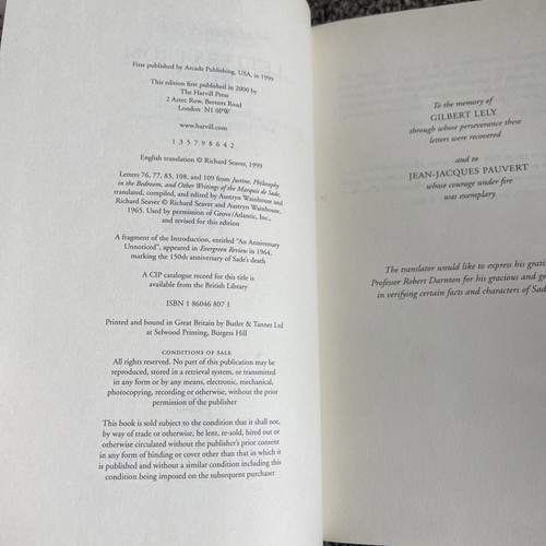 Letters From Prison By Marquis De Sade 2000 Harvill Hardcover DJ GAR - Picture 10 of 15