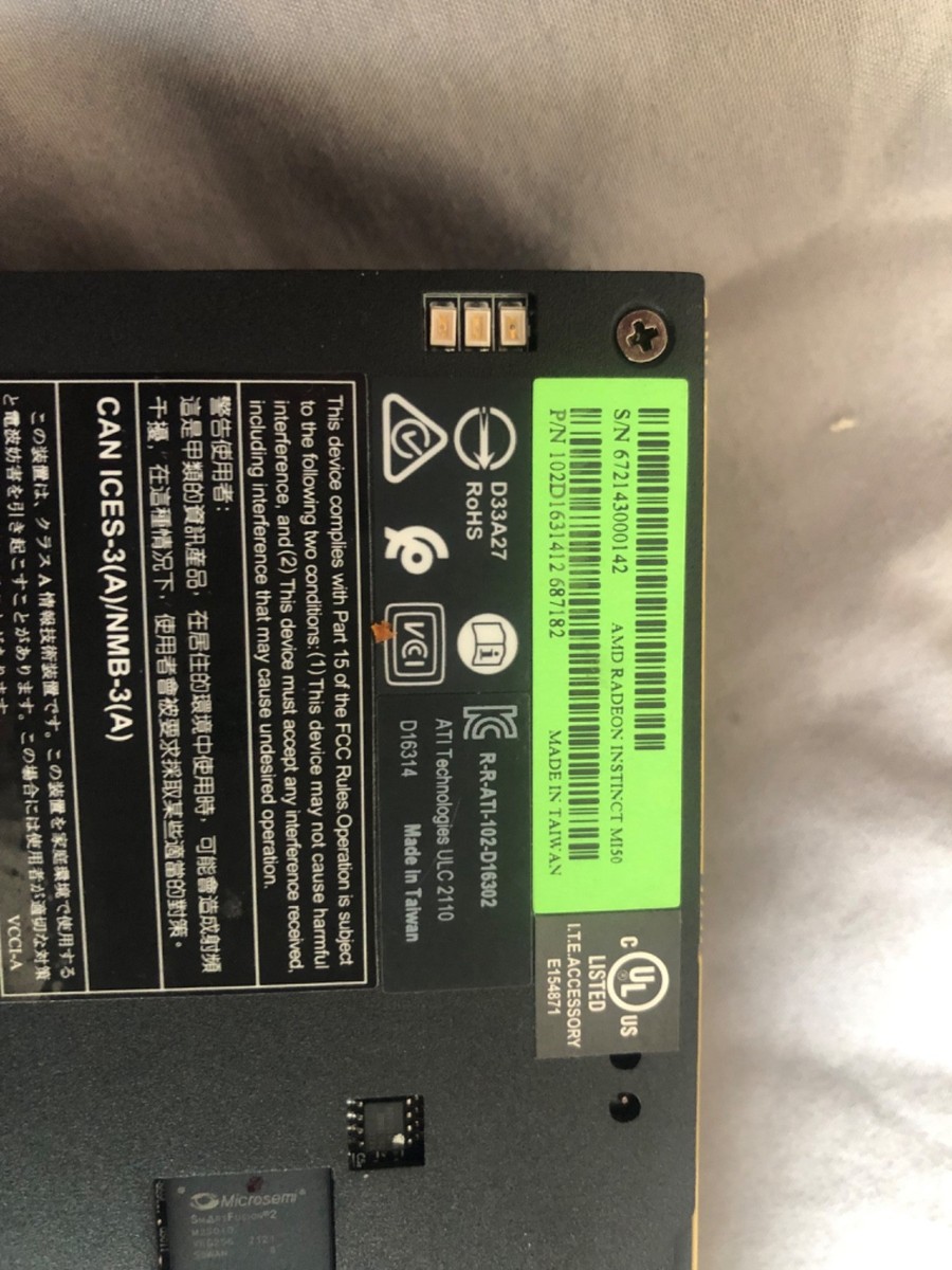 AMD Radeon Instinct Mi50 Accelerator 16GB HBM2 Machine Learning