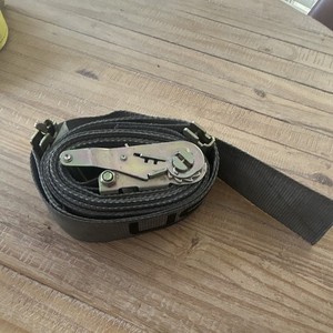 Ratchet Tie Down Strap w/ Hook Ends, Black Cargo Securing Strap