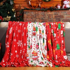 3 Pack Christmas Throw Blanket Prints Fleece Blanket 50 x 60 Inch Plush Holid...