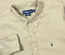 Vtg 90s Polo Ralph Lauren Mens Long Sleeve Shirt XL Safari Beige Button Up Blake
