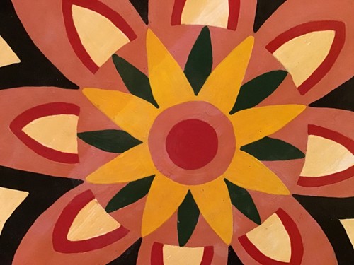 1950s HAND PAINTED 8-POINT ROSETTE GOOD LUCK PENNSYLVANIA DUTCH HEX SIGN PLAQUE - Picture 4 of 12