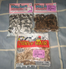 3 Brand New DARICE  ONE AND ONLY CREATIONS DOLL HAIR Curly Gray Brown Blonde