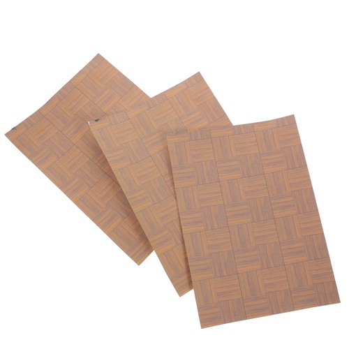 3 Pcs Doll House Mini Self-adhesive Floor Stickers Paper Flooring